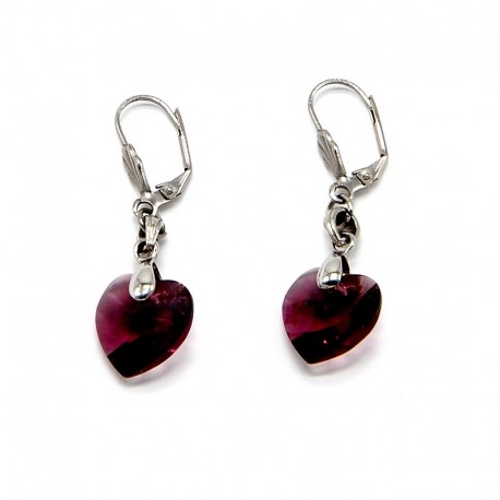 Náušnice Srdce Amethyst